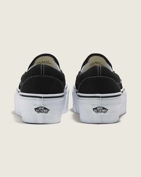 Vans Women's Classic Slip-On Platform shoe, black/ white