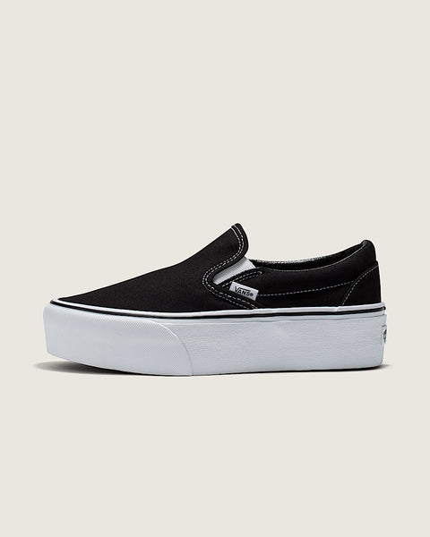 Vans Women's Classic Slip-On Platform shoe, black/ white